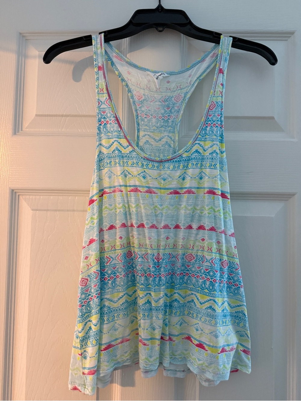 Aeropostale Pastel Aztec Racerback Tank Top - Blue, Yellow, Pink, Green